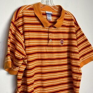 Reebok Classic Vintage Striped Oversized Short Sleeve Polo Top Shirt